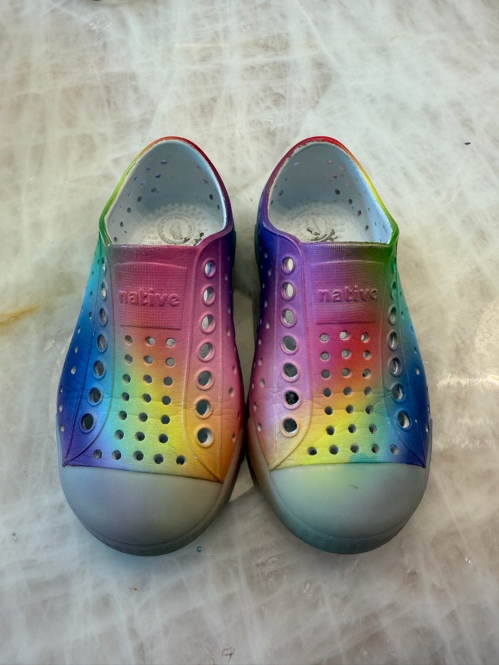 Native Kids Slip-On Water Shoes in Rainbow Gradient